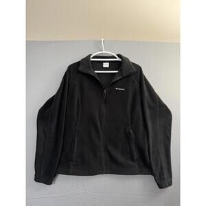 Columbia Fleece Windbreaker Womens XL Black Long Sleeve Full Zip Jacket Coat